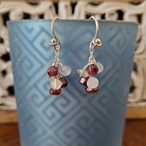 Garnet & Moonstone Dangle Earrings